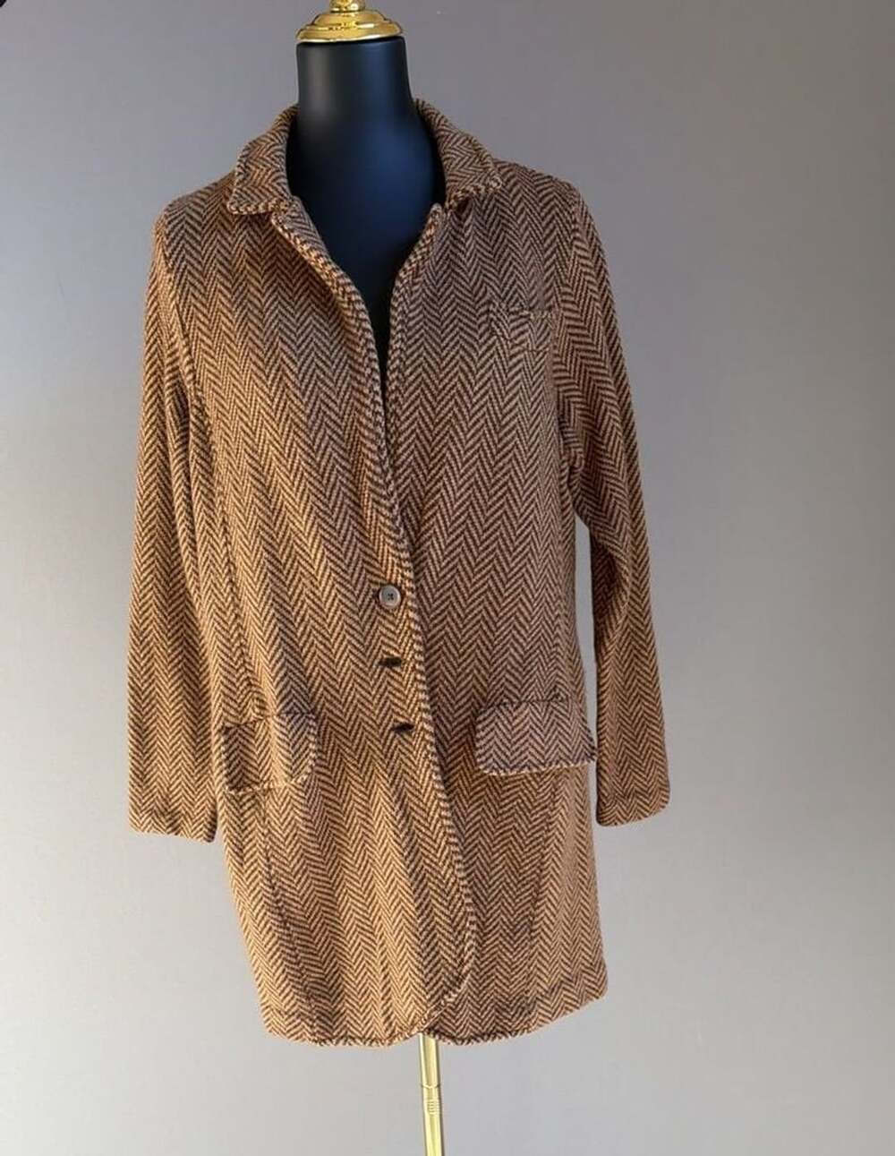Lauren Ralph Lauren Blazer Size 1X Brown Herringbone Wool Blend